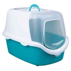 Bac à Litière Vico Open Top, Avec Couvercle 40x40x56cm Turquoise/Blanc - Trixie