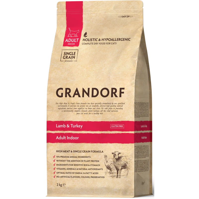 Chat Indoor - Agneau Et Dinde 2kg - Grandorf 3 Chat Indoor - Agneau Et Dinde 2kg - Grandorf