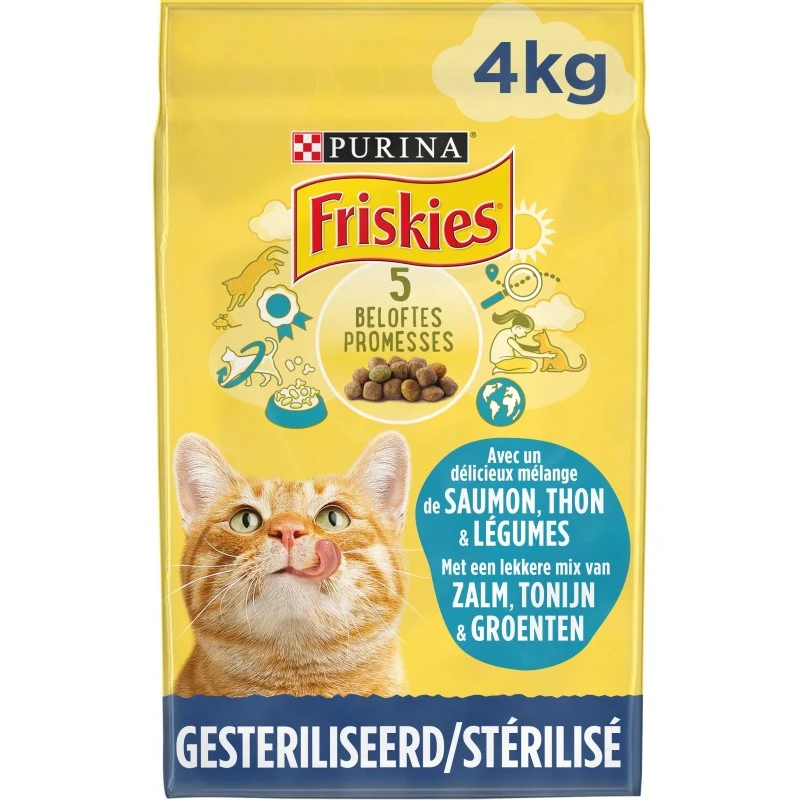 Chats Stérilisés - Au Saumon, Thon Et Aux Légumes 4kg - Friskies 3 Chats Stérilisés - Au Saumon, Thon Et Aux Légumes 4kg - Friskies