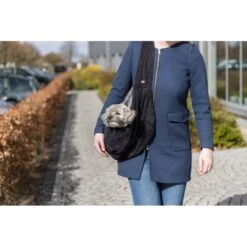 Sac Ventral Soft Noir/Gris - Trixie -Poulet Boutique sac ventral soft noir gris trixie 28953 trixie sac ventral soft interieur en fausse fourrure contact optimal du corps avec lanim 4